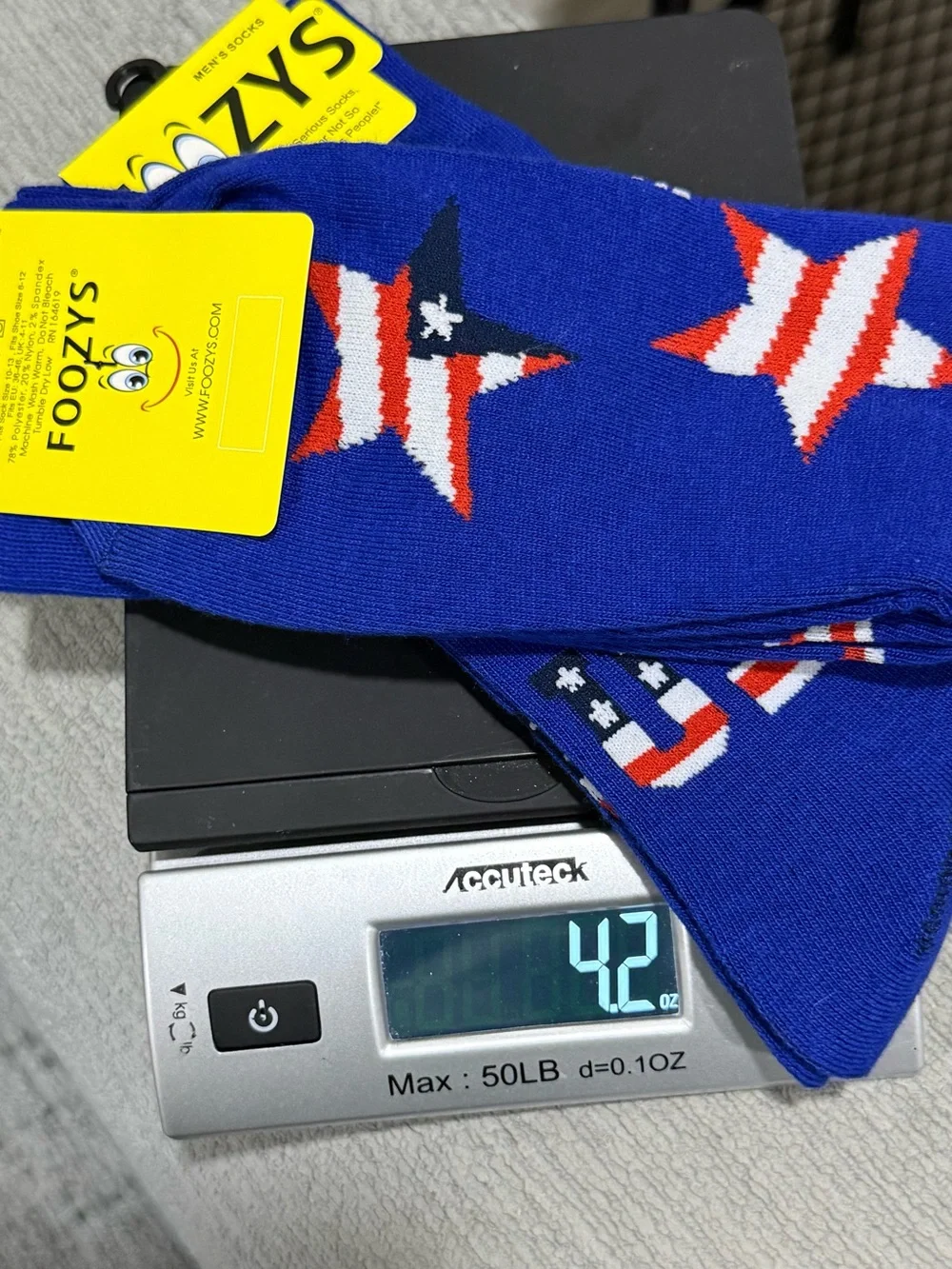 Foozys 2 Men’s Blue USA Crew Socks. “Serious socks, for not so serious people.”